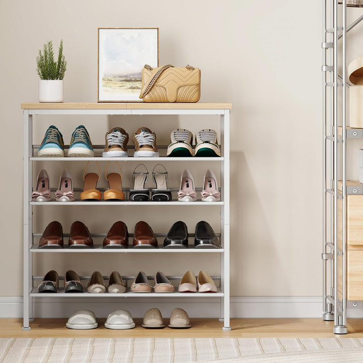 HOOBRO Schuhregal, 5-stöckiges Schuhablage, Schuhschrank, verstellbares Metallgitterregal, Geräumige