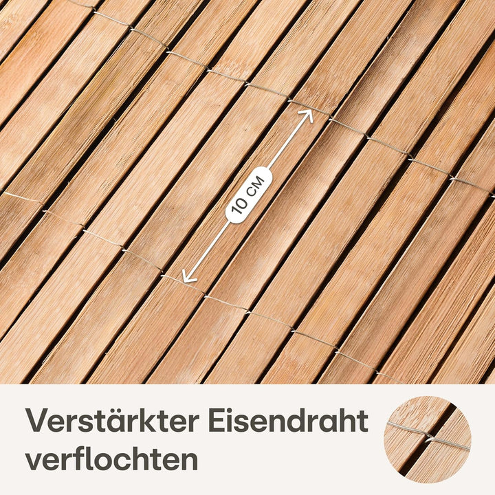 Praknu Balkon Sichtschutz Holz 90 x 300cm - FSC® Zertifizierter Bambus - Einsetzbar Im Innen Und Aus