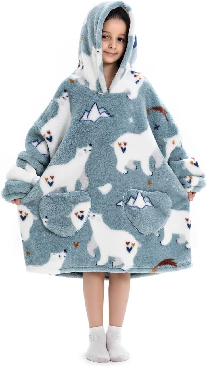 Ruiuzioong Kinder Übergrosse Kapuzenpullover,Super Weich Warmes Bequeme Tragbare Decken Sweatshirt f