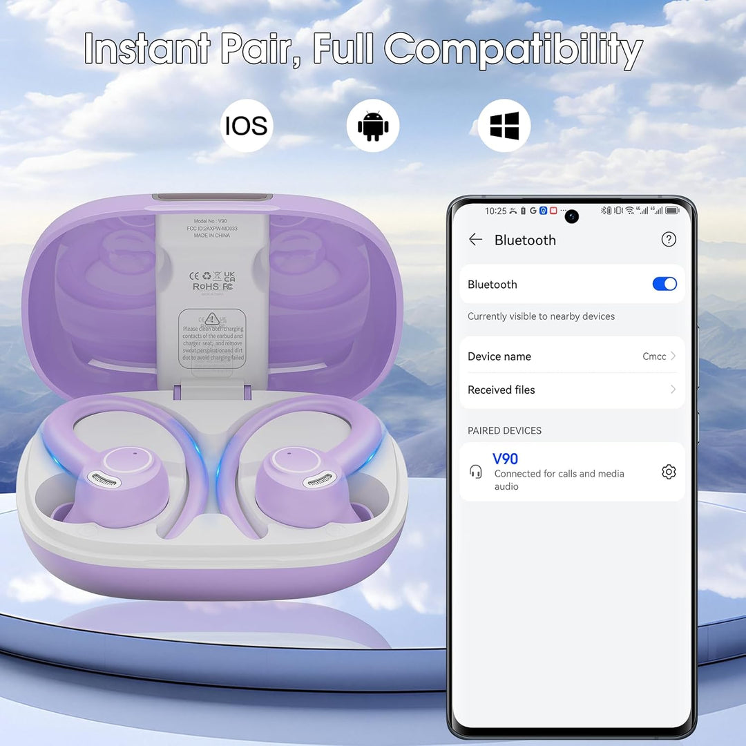 Csasan Bluetooth Kopfhörer Sport, in Ear Kopfhörer Kabellos Bluetooth 5.3 mit Ohrbügel, Hi-Fi Stereo