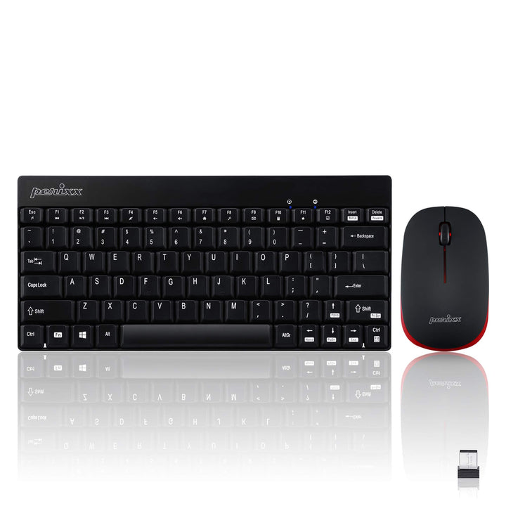 Perixx PERIDUO-712B Wireless Mini Keyboard and Mouse Set, Black, US English Layout Black schwarz, Bl