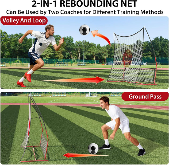 Soccer Rebounder, 2-in-1 Fussball-Rebounder-Netz, 1,8 x 1,8 m, Klein Und 1,8 m x 3,6 m, Grosses Rück