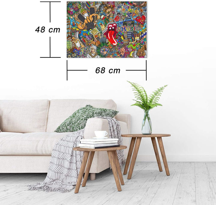Ulmer Puzzleschmiede - Puzzle „Graffiti & Musik“ – Farbenfrohes 1000 Teile Kunst-Puzzle – Streetart-