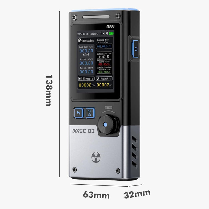GC-03 Multifunktionaler Strahlungsdetektor, 3 in 1 Elektromagnetischer Strahlungsdetektor Geigerzähl
