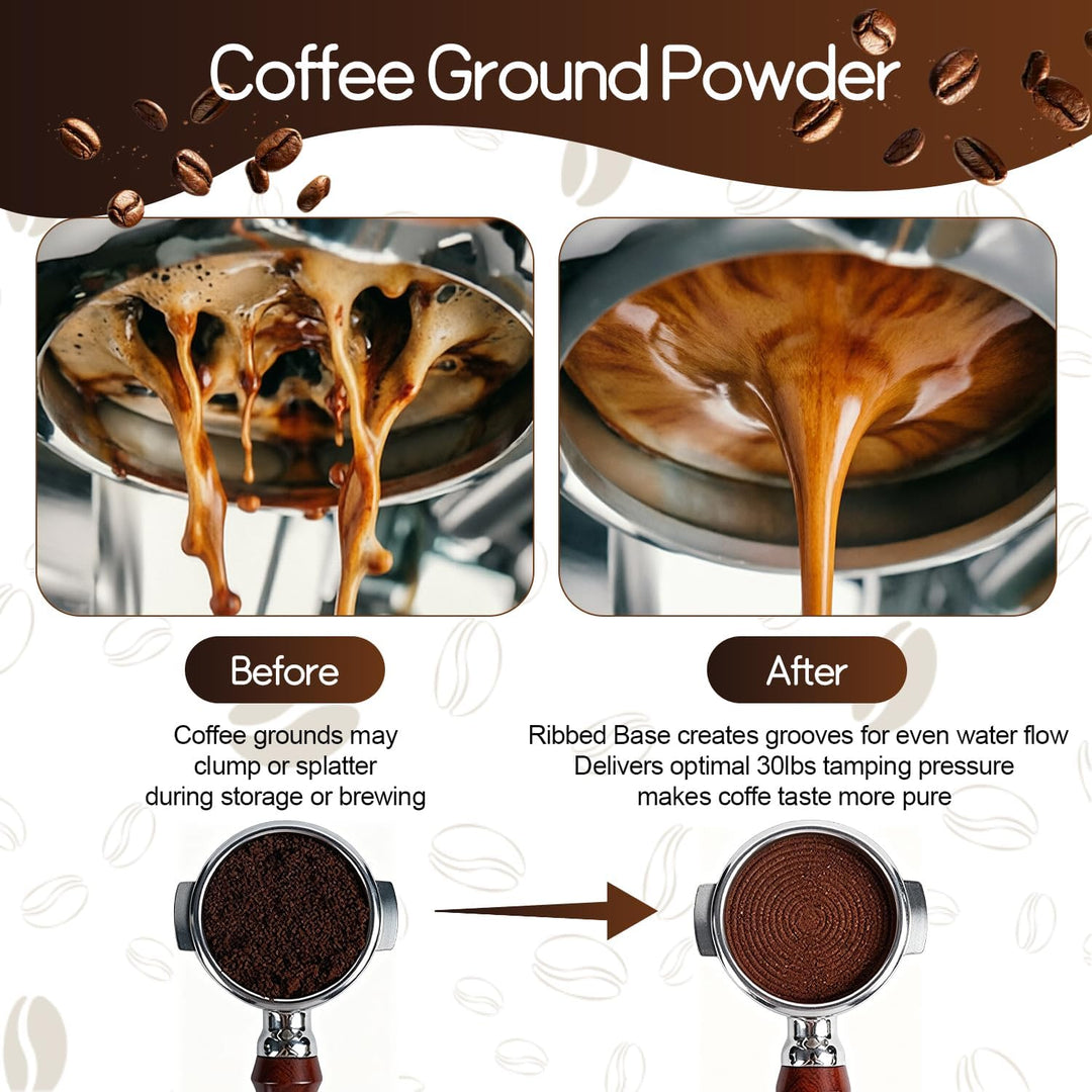 Tamper 58mm Set mit Mini Espresso Nadel und Espresso Tamper Matte | Gewindefuss und Verstellbarer Fe