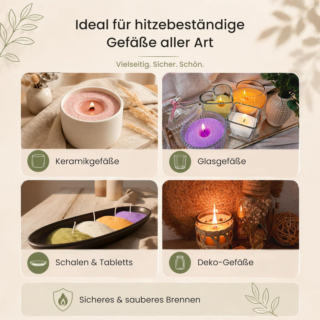 Kerzensand mit Duft Discovery Set 6x150g – [Orange/Vanille/Lavendel/Verbena/Rose/Sandelholz] – 18 Do
