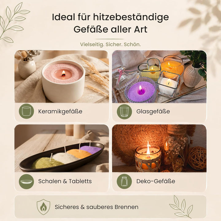 Kerzensand mit Duft Discovery Set 6x150g – [Orange/Vanille/Lavendel/Verbena/Rose/Sandelholz] – 18 Do