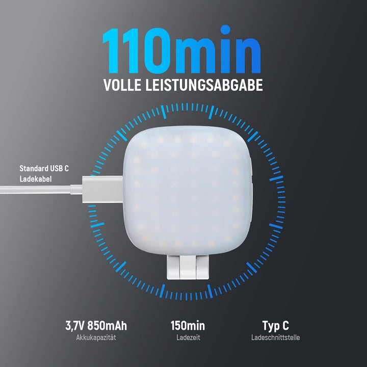NEEWER Magnetisches Selfie Licht kompatibel mit iPhone MagSafe CRI95 700lx/0,3m Faltbare LED Handy F