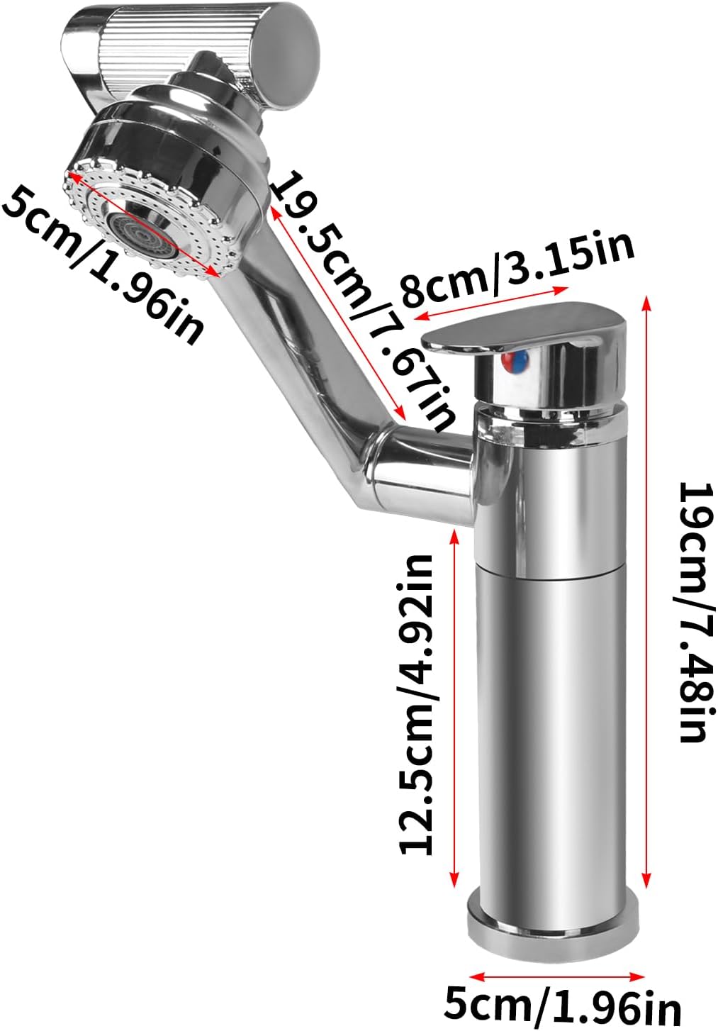 Wasserhahn Küche Flexibel 360° Drehbar Wasserhahn Bad Silber | 2 Modi Wasserabgabe Waschtischarmatur
