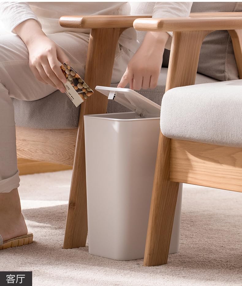 2 Stück Bad Mülleimer 9L mit Geruchsdichtenem Pop-Up-Deckel - PP-Material für Küche, Bad, Büro, Wohn