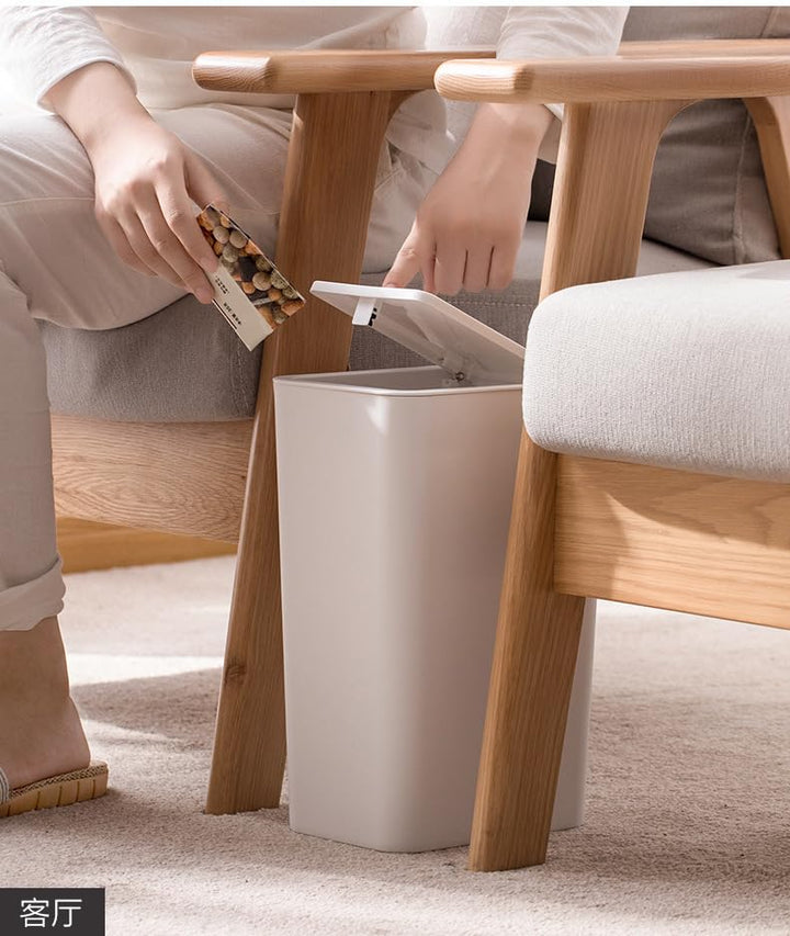 2 Stück Bad Mülleimer 9L mit Geruchsdichtenem Pop-Up-Deckel - PP-Material für Küche, Bad, Büro, Wohn