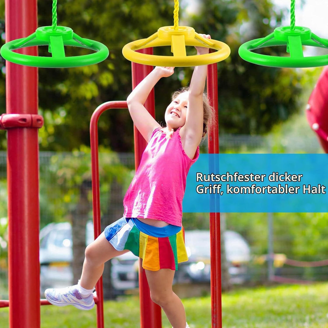 PELLOR Kletterringe Kinder, Lenkradring, Gymnastikringe, Kletterringe für drinnen und draussen Gelb