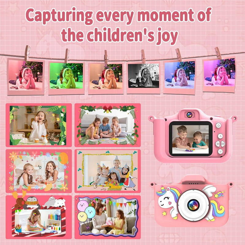 MYSTILUCK Kinderkamera, 1080P HD Digitalkamera für Kinder mit 2,0"-Bildschirm & 32GB-Karte, Fotoappa