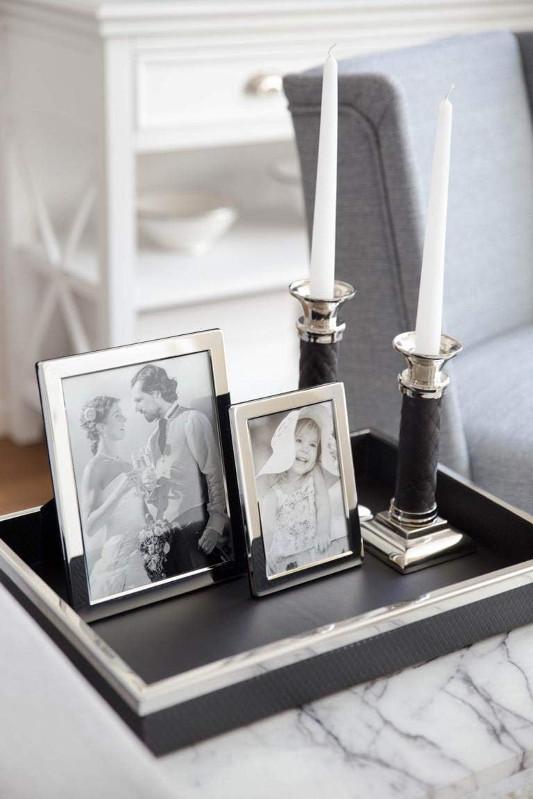 EDZARD Serviertablett Jackson, quadratisch, Edelstahl mit Kunstlederbezug, rechteckig, 39 x 38 cm