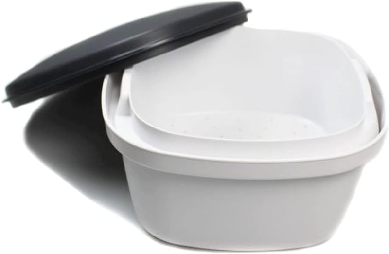 Tupperware Thermo-Duo Siebservierer 2,25 L schwarz weiss Warmhalten Warmie Tups