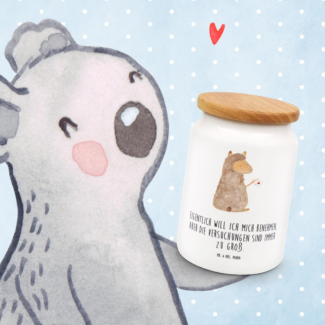Mr. & Mrs. Panda Teedose Alpaka Fahne - Geschenk, behälter, Lama, Keksdose, Alpakas, Dose, Kaffeedos