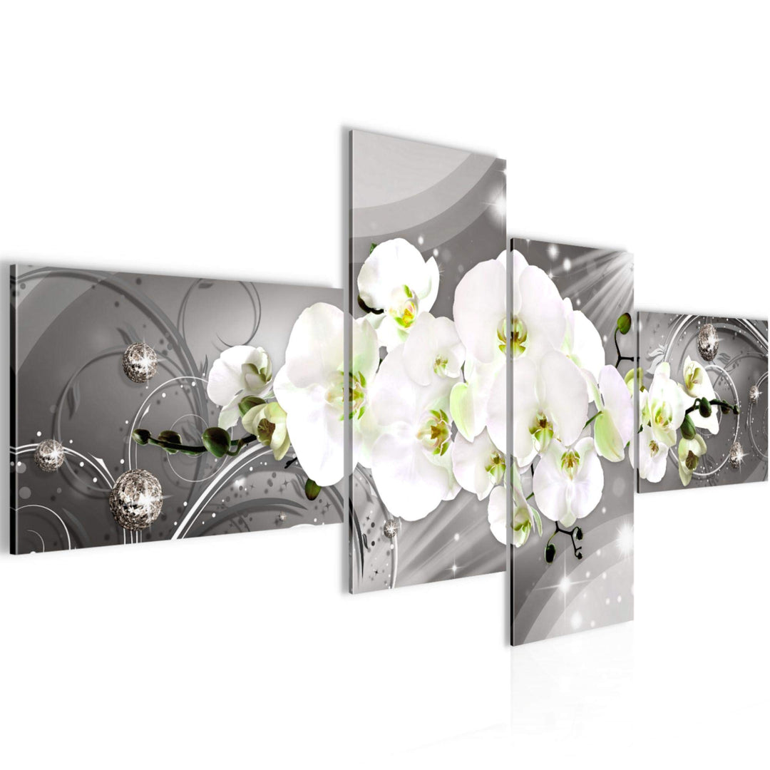 Runa Art Bild Modern Blumen Orchidee - Made in Germany - Wandbilder Abstrakt Grau 4 Teilig 006142b B