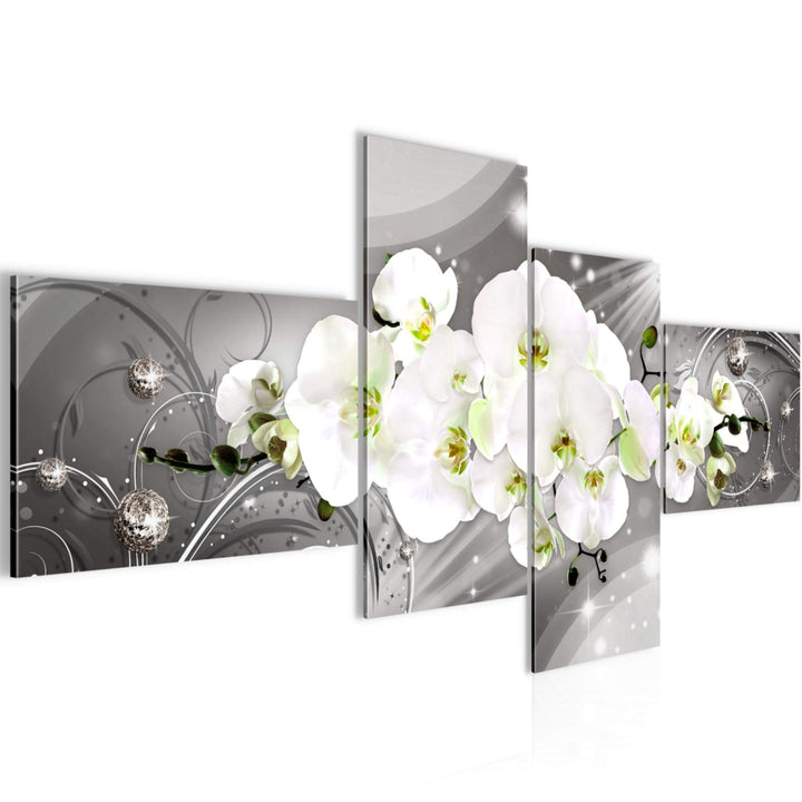 Runa Art Bild Modern Blumen Orchidee - Made in Germany - Wandbilder Abstrakt Grau 4 Teilig 006142b B