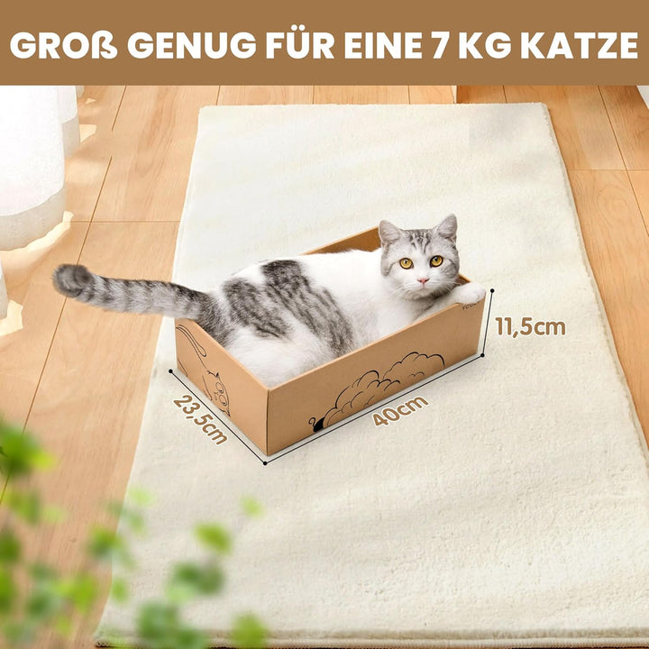 Ycozy Kratzbrett Katze mit Box und 5 Kratzbrettern, Gross Doppelseitige Kratzpappe für Katzen Hochwe