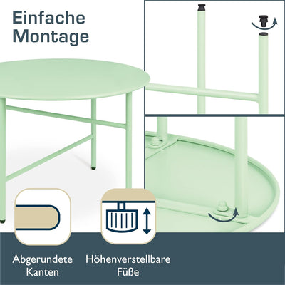 bomoe Runder Beistelltisch Metall Mint Ø 53 cm Tischplatte Kratzfest – Stabiler Wohnzimmer Couchtisc