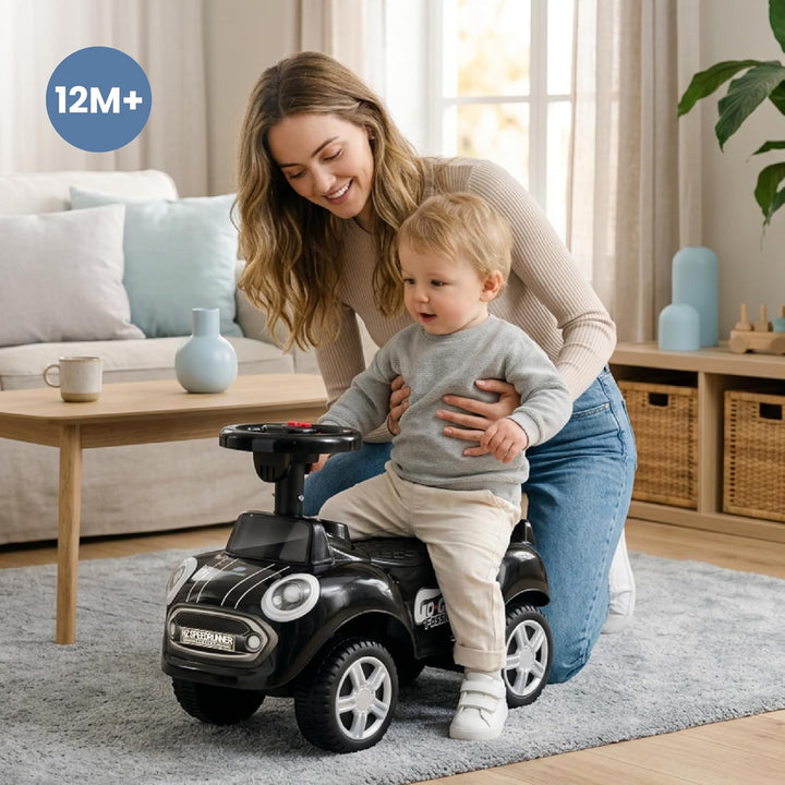 Rutschauto ab 1 Jahr, Lauflernwagen, Kinderauto Indoor, Rutschfahrzeug mit Klängen (Schwarz), Schwar