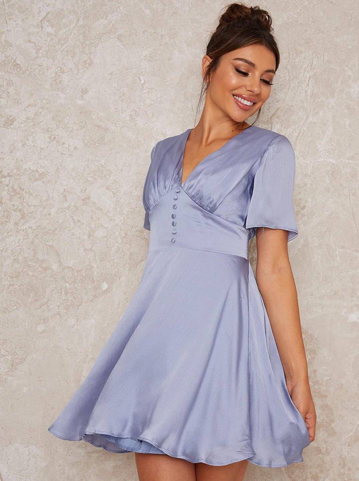 Chi Chi London Damen Chi Harlla Kleid Cocktailkleid 38 Blau, 38 Blau