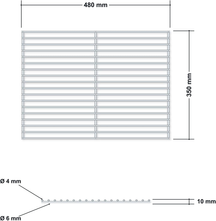 Edelstahl-Grillrost 48 × 35 cm – rahmenlos, ohne Griffe