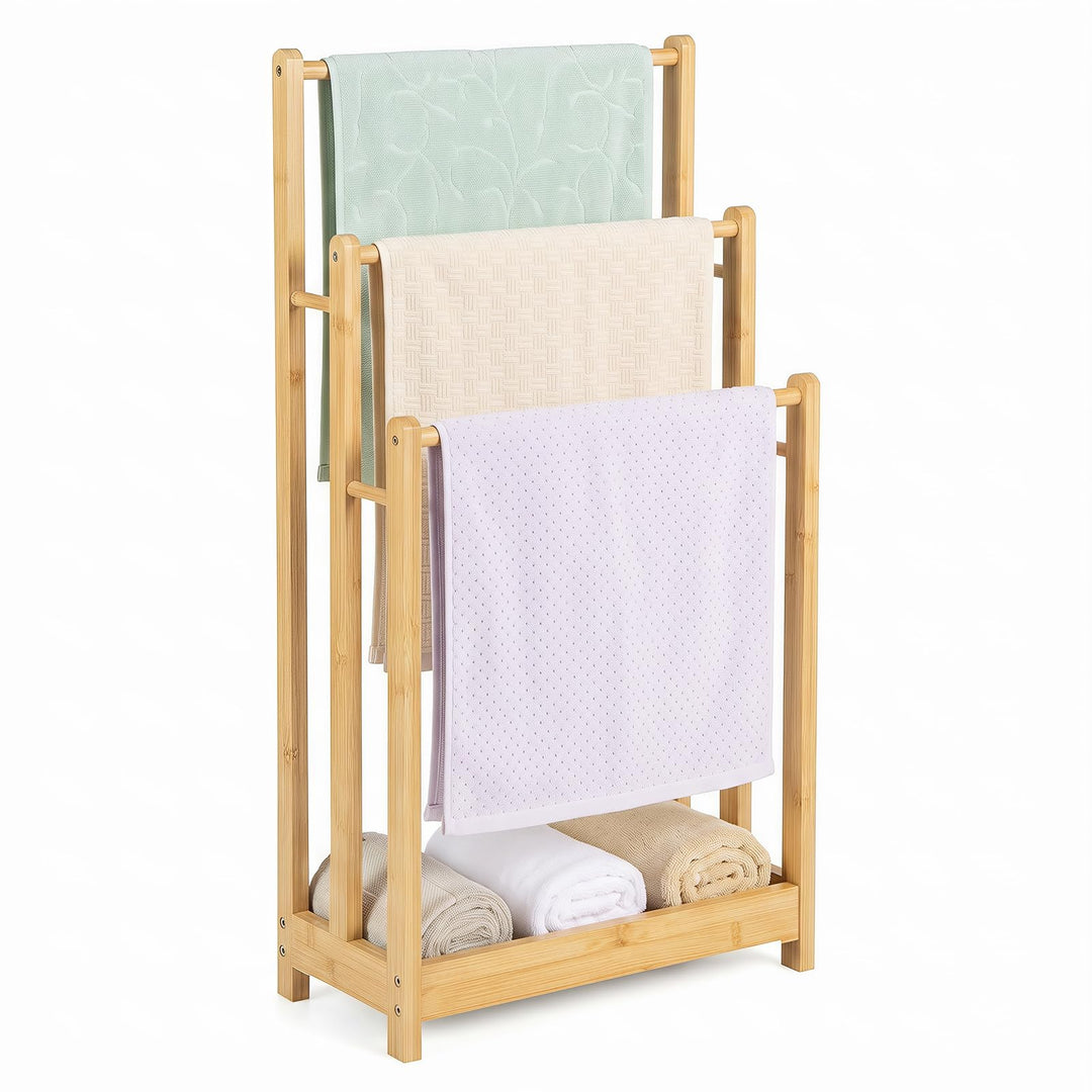 LIFEZEAL Handtuchständer Stehend, Duschtuchhalter Handtuchhalter Holz, Badetuchhalter Freistehend mi