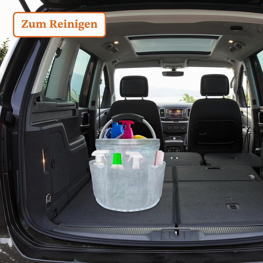 17L Picknickkorb mit Griffen und 6 Taschen, Faltbarer Einkaufskorb, Tragbarer Strandtasche aus PVC-H