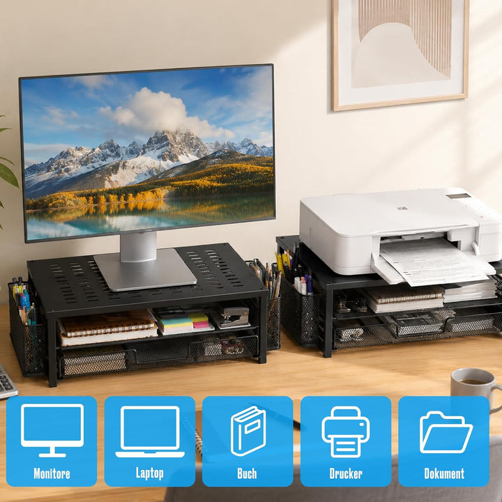 Monitorständer Monitor Stand Bildschirmerhöhung mit Schublade | Monitor Ständer Monitorerhöhung Bild