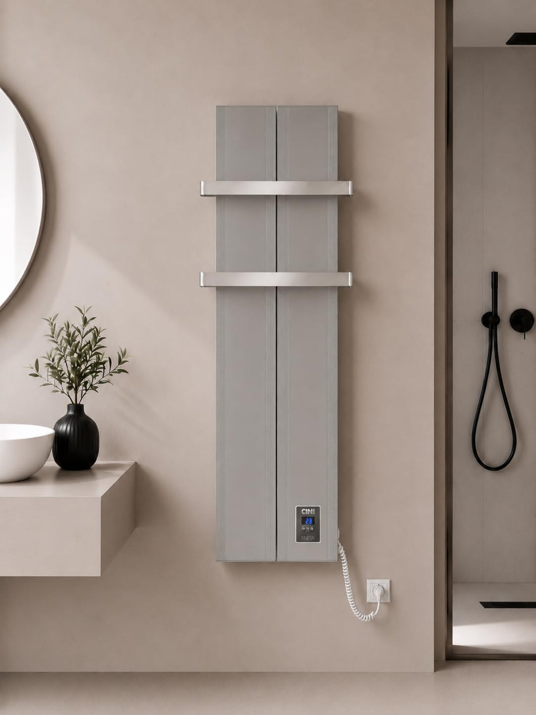 Finesa-D Badheizkörper elektrisch mit Thermostat 1000×408 mm | 700 W – Flacher Paneel Design Handtuc