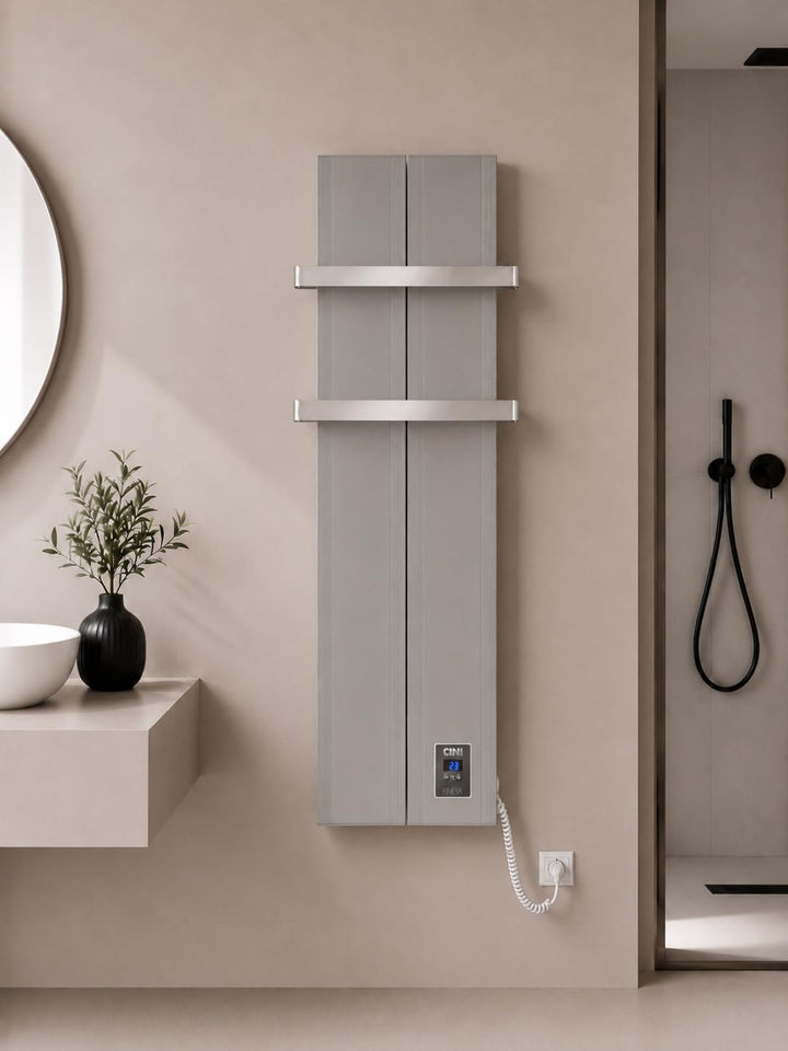 Finesa-D Badheizkörper elektrisch mit Thermostat 1000×408 mm | 700 W – Flacher Paneel Design Handtuc