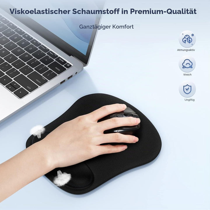 TeckNet Handgelenkauflage Tastatur mit Mauspad, rutschfeste Gummiunterlage, Gelpolsterung, besondere