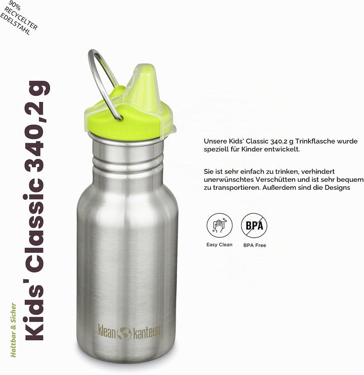 Klean Kanteen Unisex – Babys Klean Kanteen-1008770 Flasche, Brushed Stainless, One Size, Brushed Sta