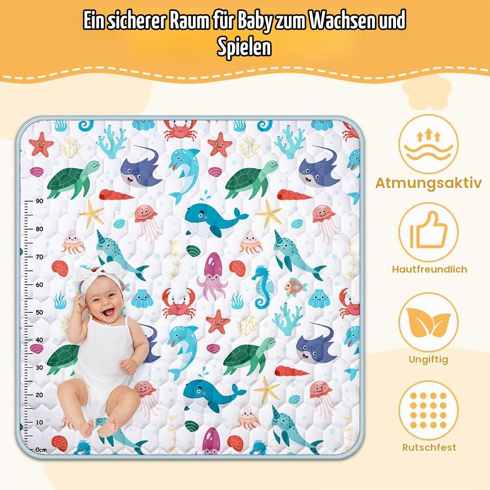 Baby Spielmatte, 127x127 cm Baby Krabbelmatte, Baby Faltbare Spielmatte, Krabbeldecke für Baby, Klei