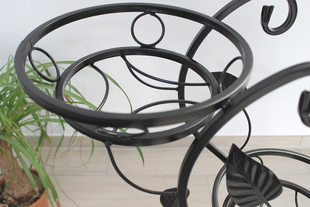 DanDiBo Blumentreppe Metall Schwarz 87 cm Blumenständer mit 3 Ablagen KW019 Blumensäule Pflanzenstän