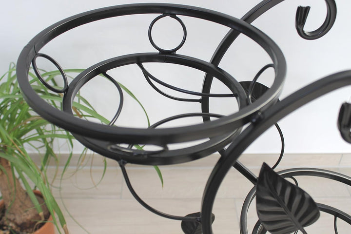 DanDiBo Blumentreppe Metall Schwarz 87 cm Blumenständer mit 3 Ablagen KW019 Blumensäule Pflanzenstän