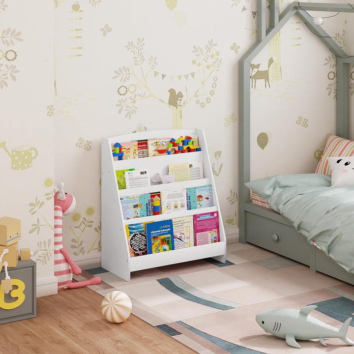 Lestarain Kinderregal mit 4 offenen Fächern, Bücherregal Aufbewahrungsregal für Kinder, Standregal,