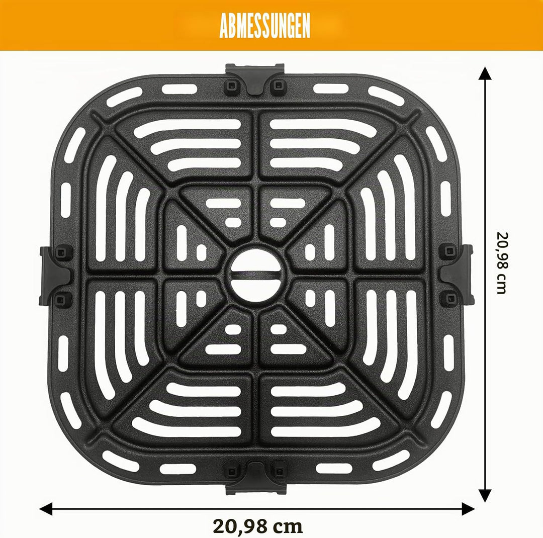 Luftfritteuse Grillpfanne für COSORI CAF-L501 4.7L, Antikleber 21x21 CM Quadrat Luftfritteuse Rack E