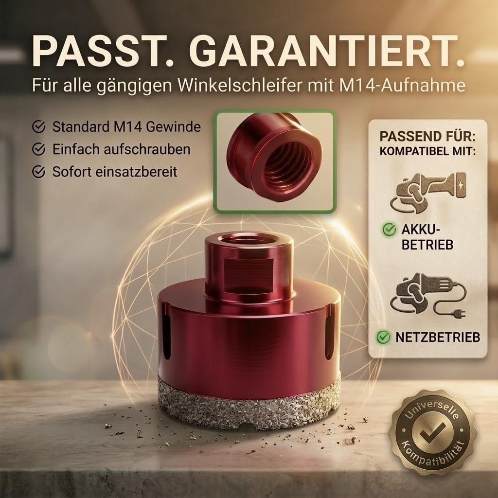 Diamant Bohrkrone 68mm x M14 - Dosenbohrer zum Bohren von harte Fliesen - Dosensenker 68 - Premium Q