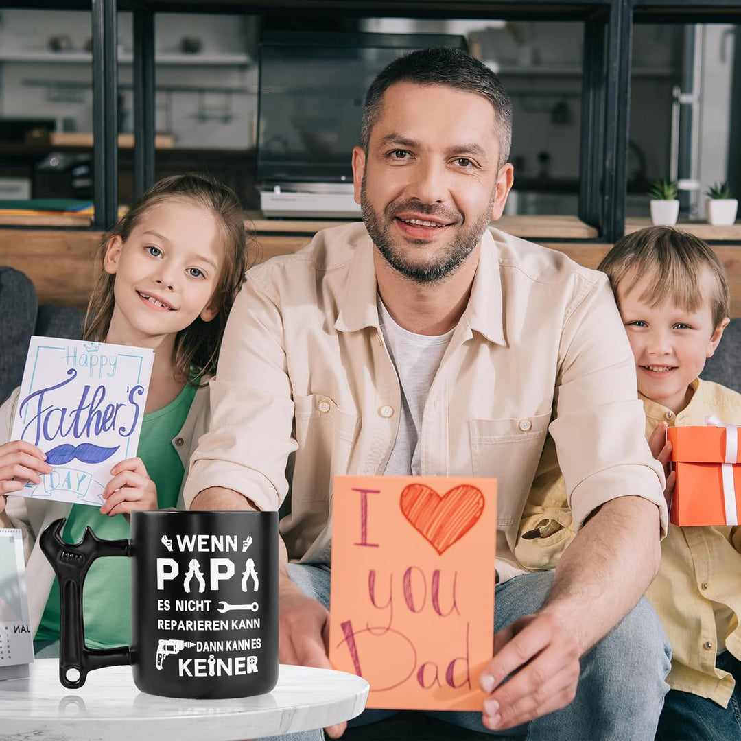 Johiux Papa Geschenke Kaffeebecher mit Schraubenschlüssel Griff,Vatertagsgeschenk Geschenke für Papa