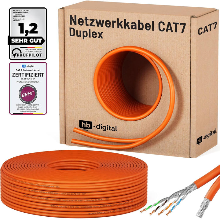 HB-DIGITAL 50m CAT 7 Netzwerkkabel LAN Kabel Verlegekabel Ethernet Installationskabel 10 Gbit/s AWG2
