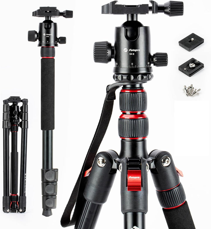 Fotopro 78" Kamera-Stativ, 360°Kugelkopf faltbares Aluminium-Stativ Einbeinstativ mit Schnellwechsel