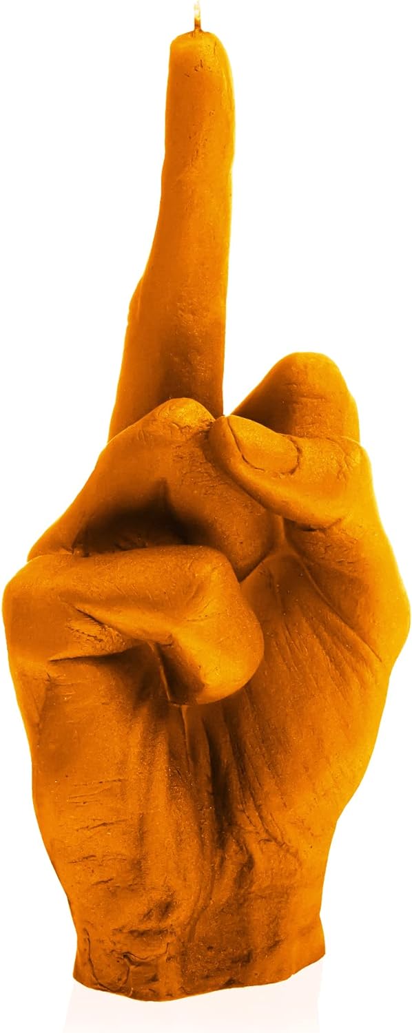 Candellana Kerze in Form eines Mittelfingers | FCK | Höhe: 22,2 cm | Orange | Brennzeit 30h | Kerzen