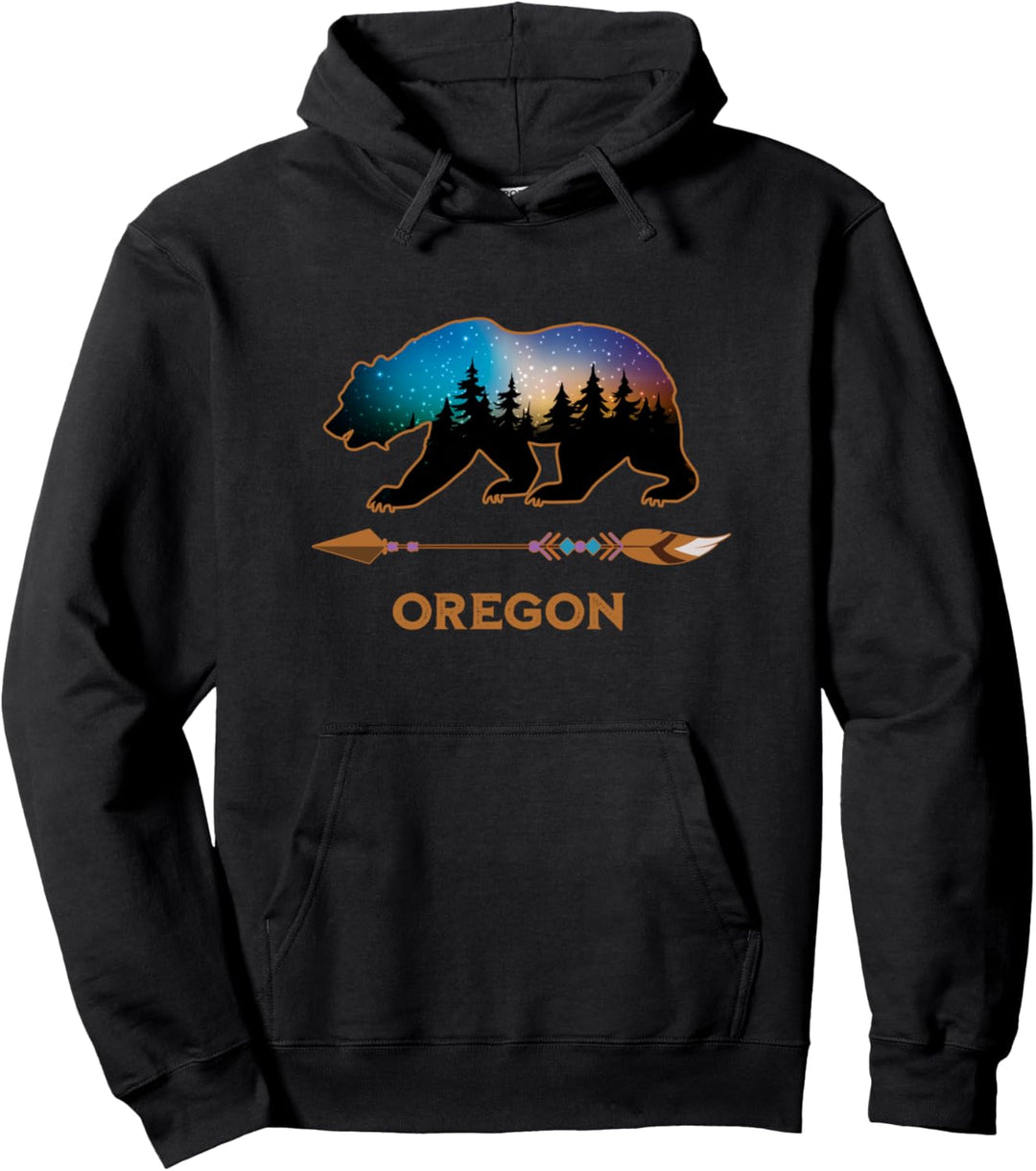 Oregon USA Black Bear Wildlife Hiking Trail Camping Souvenir Pullover Hoodie
