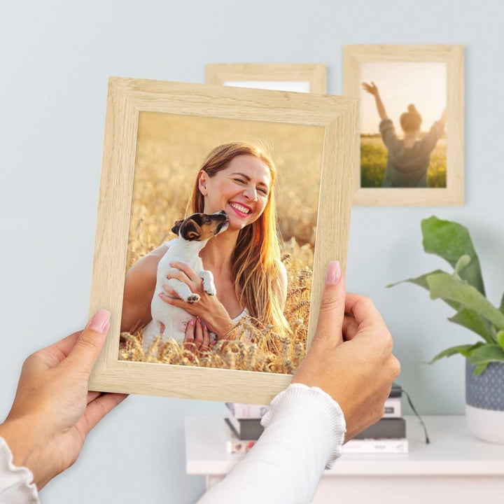 PHOTOLINI Bilderrahmen 13x18 Set Holz MDF Natur, 10er Set breite Bilderrahmen 18x13, Fotorahmen 13 x