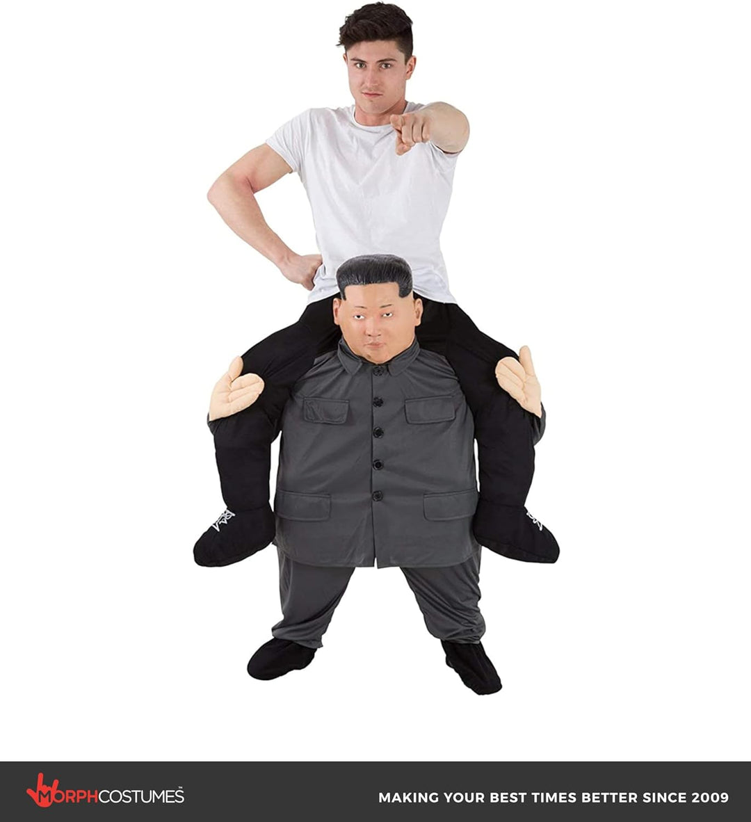 Morph Kim Jong Un Huckepack Kostüm für Erwachsene, Lustiges Faschingskostüm Damen Herren