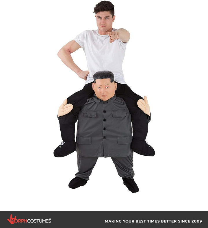 Morph Kim Jong Un Huckepack Kostüm für Erwachsene, Lustiges Faschingskostüm Damen Herren
