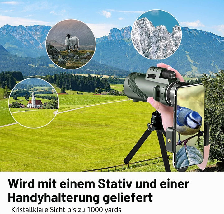 Monokular-Teleskop 80x100 High Definition für Erwachsene High Powered mit Smartphone Adapter Telesko