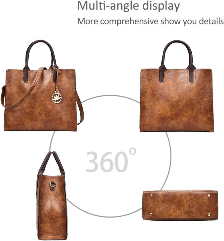 NICOLE & DORIS Damen handtaschen 3 Stück Leder handtasche für Damen aus Leder Totes + Crossbody + Ge